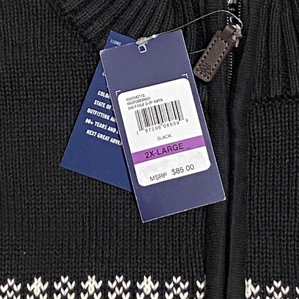 Izod 1/4 Zip Fair Isle Black Sweater Cotton Blend NWT Men’s Size 2XL NEW - Picture 8 of 13